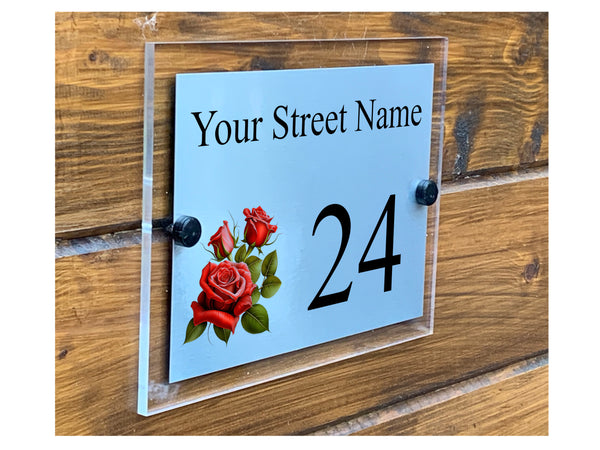 M027 Custom Personalised Modern Address Door Gate Acrylic Aluminium Sign Plaque