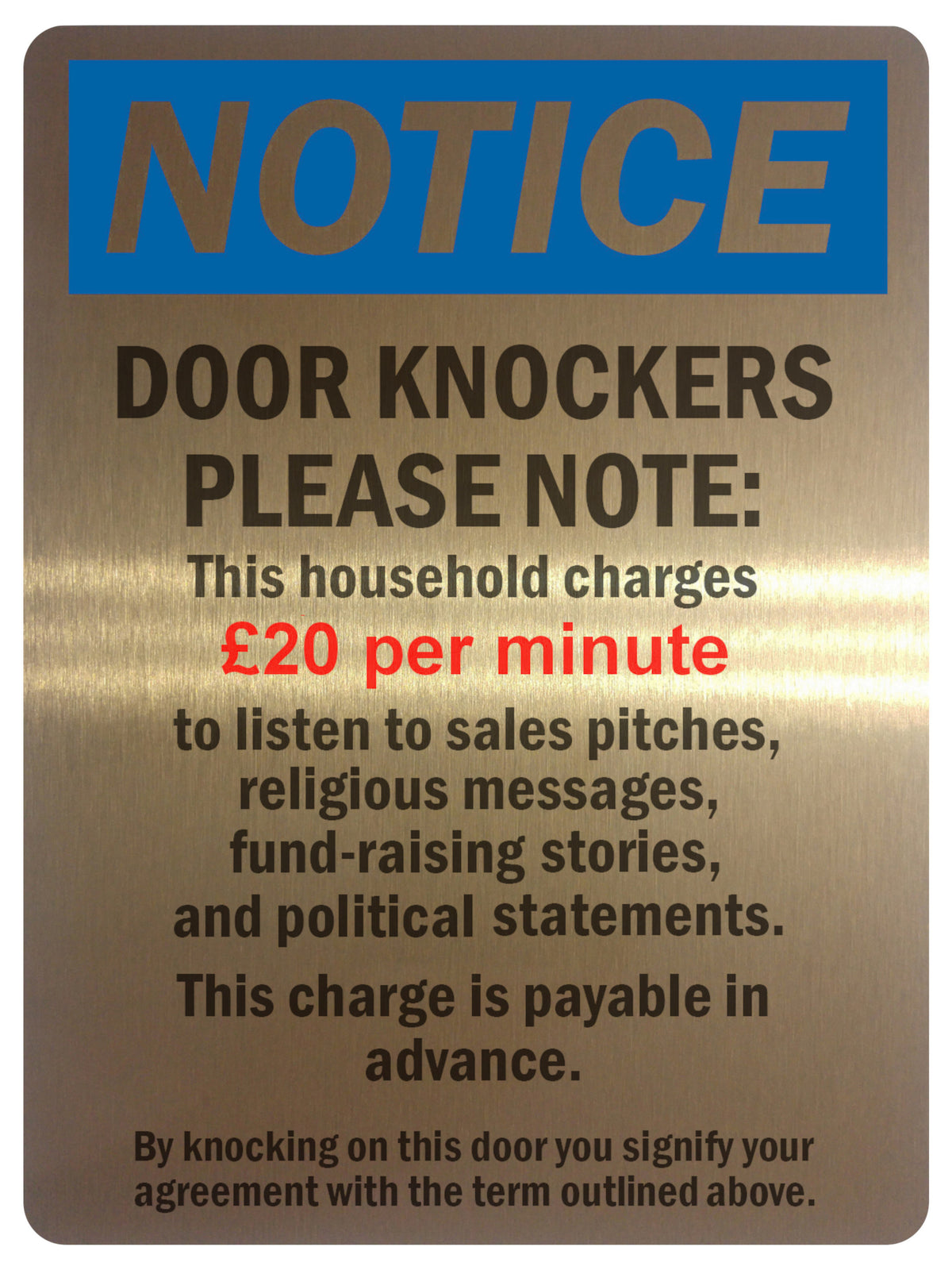 UV041 Door Knockers Funny Metal Aluminium Door Gate Sign Plaque House Office