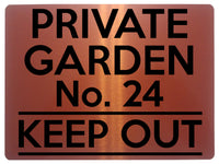 1931 Personalised PRIVATE GARDEN Number KEEP OUT Metal Aluminium Sign Plaque