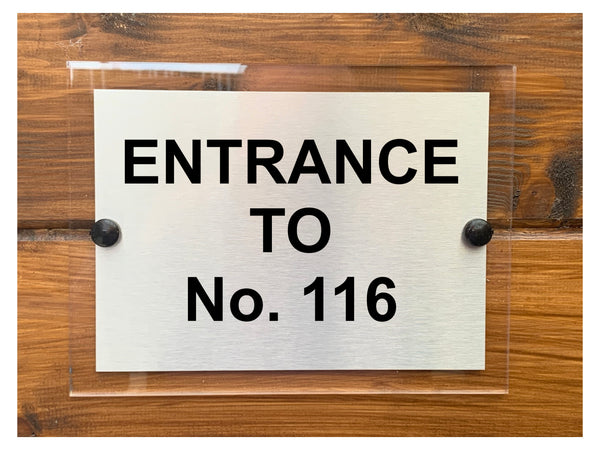 M050 Custom Personalised ENTRANCE TO Number Modern Acrylic Aluminium Sign Plaque