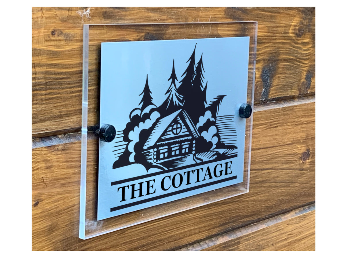 M034 The Cottage Door Gate Farm House Modern Acrylic Aluminium Sign Plaque