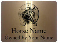 Customise Sign Here Brushed Gold Aluminium Plaque