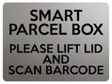 2233 Smart Parcel Box Lift Lid And Scan Barcode Metal Aluminium Plaque Sign