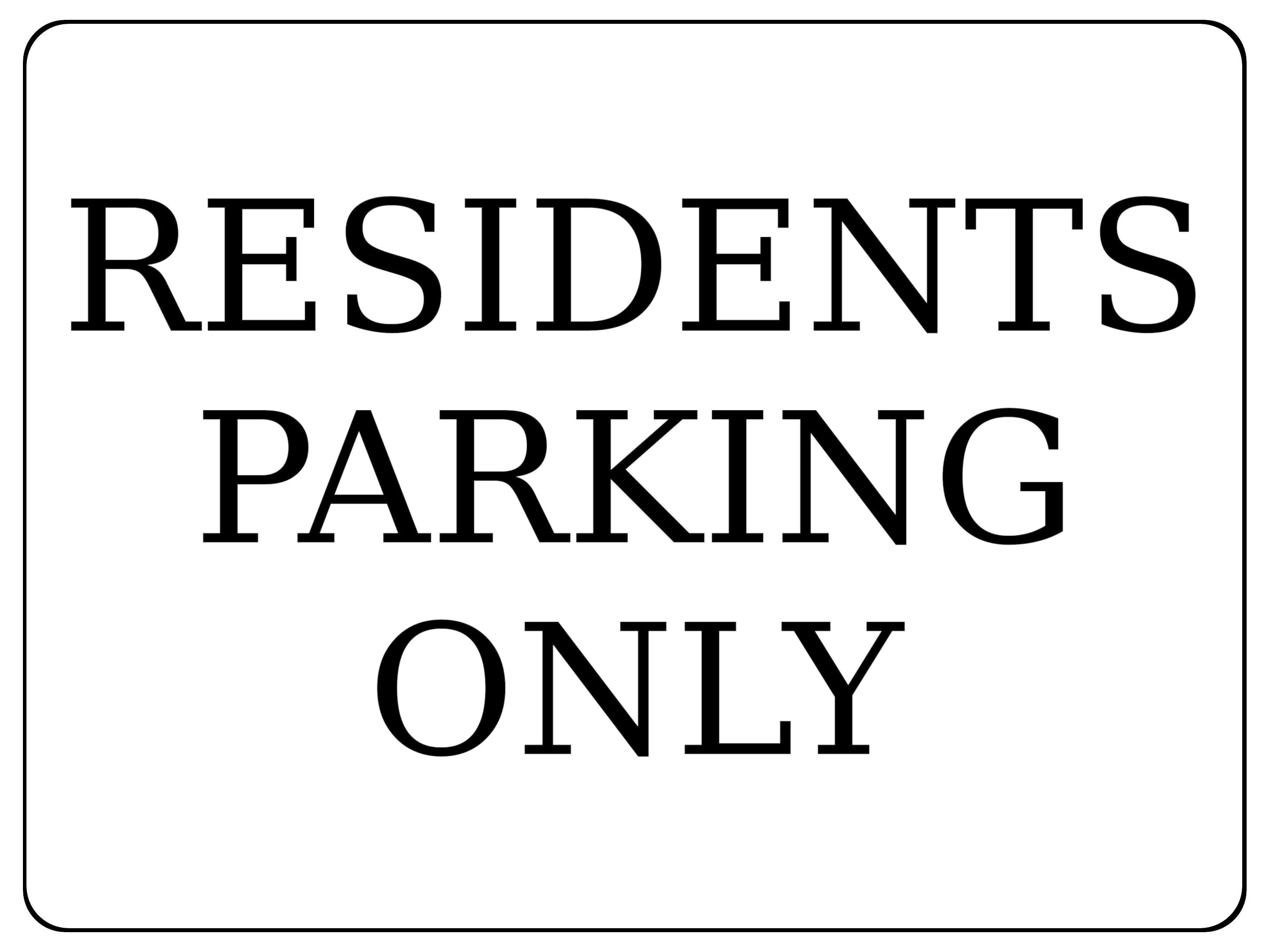 S033 RESIDENTS PARKING ONLY Gate Door Sticker Vinyl
