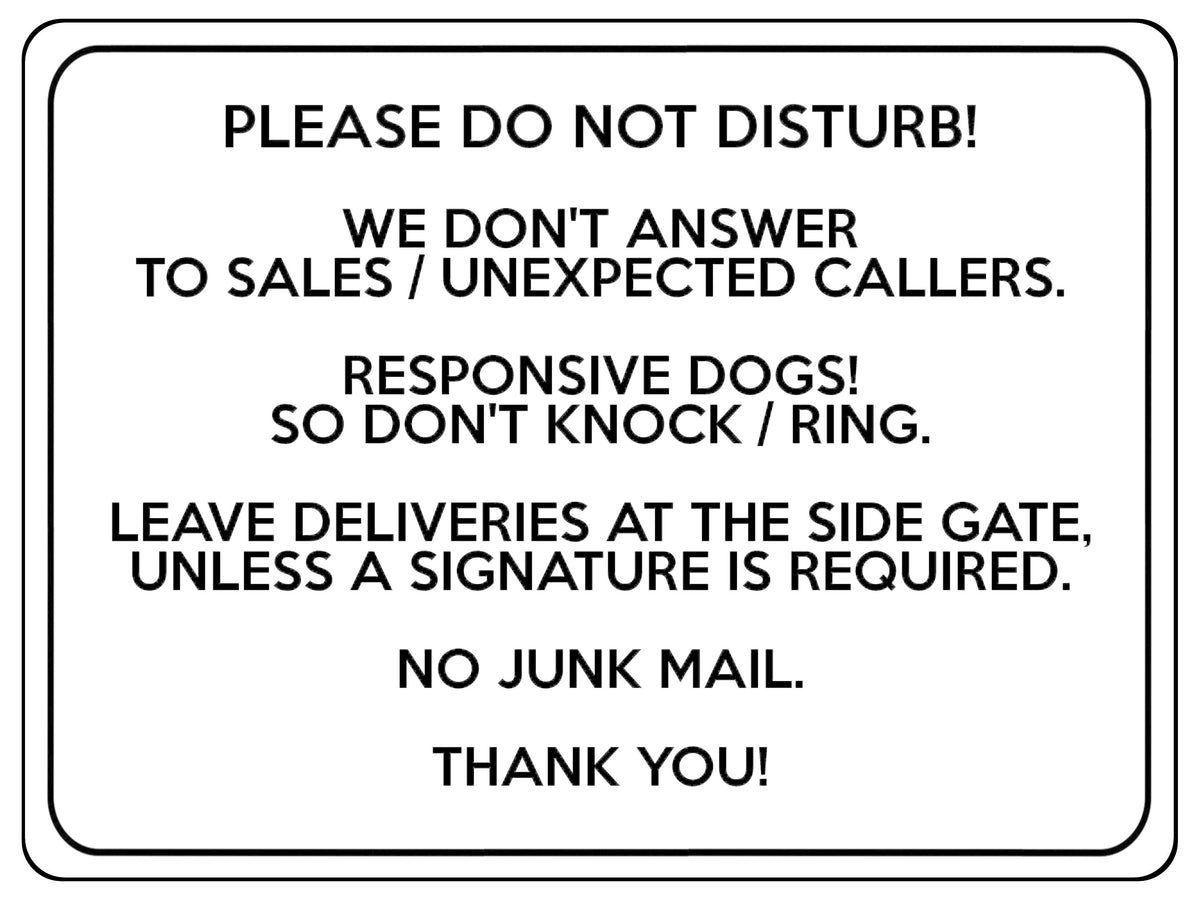 2318 Please do not Disturb NO JUNK MAIL Door Gate Metal Aluminium Plaque Sign