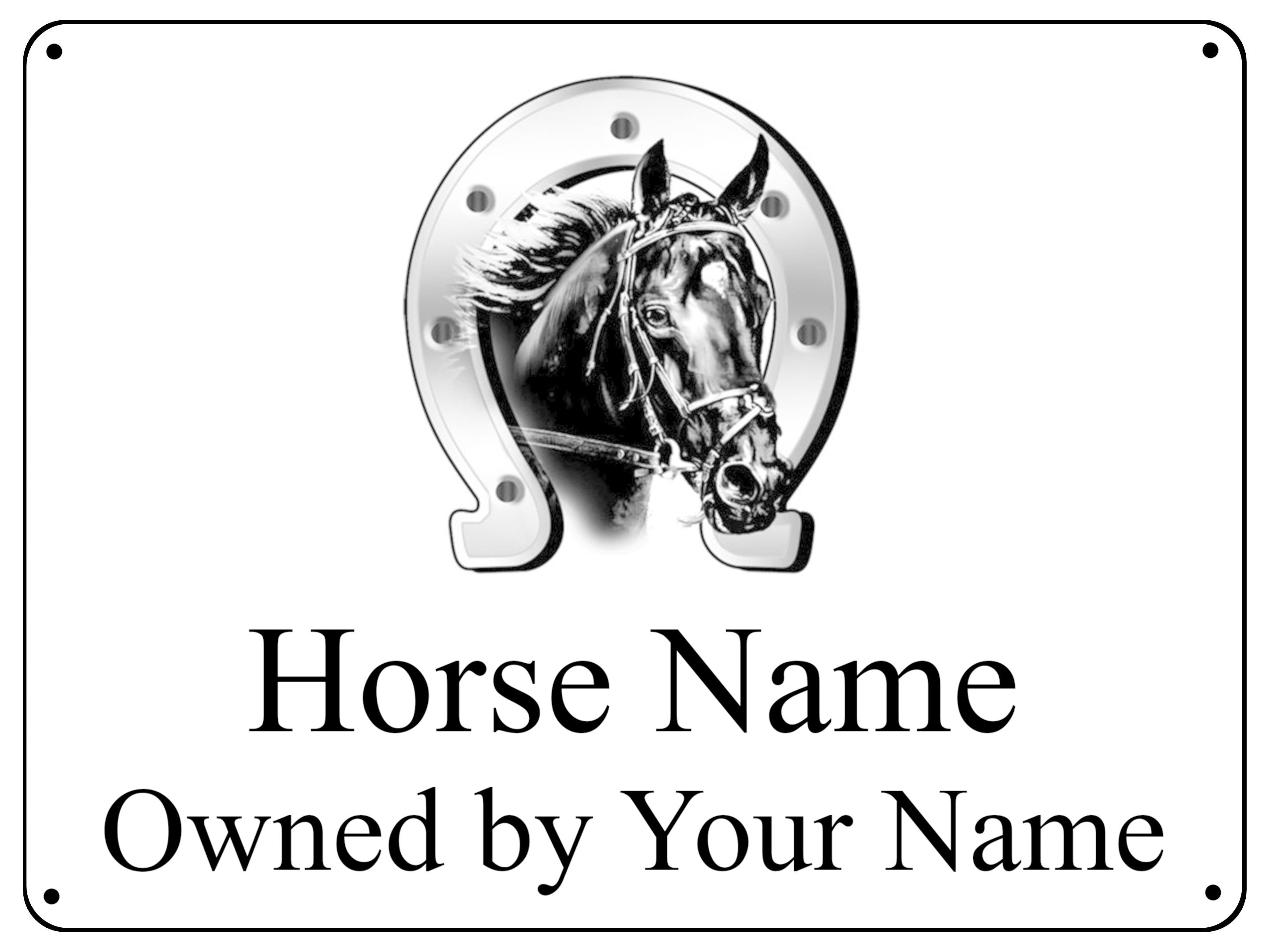 UV065 Custom Personalised Horse Pony Stable Door Metal Aluminium Plaque Sign A4