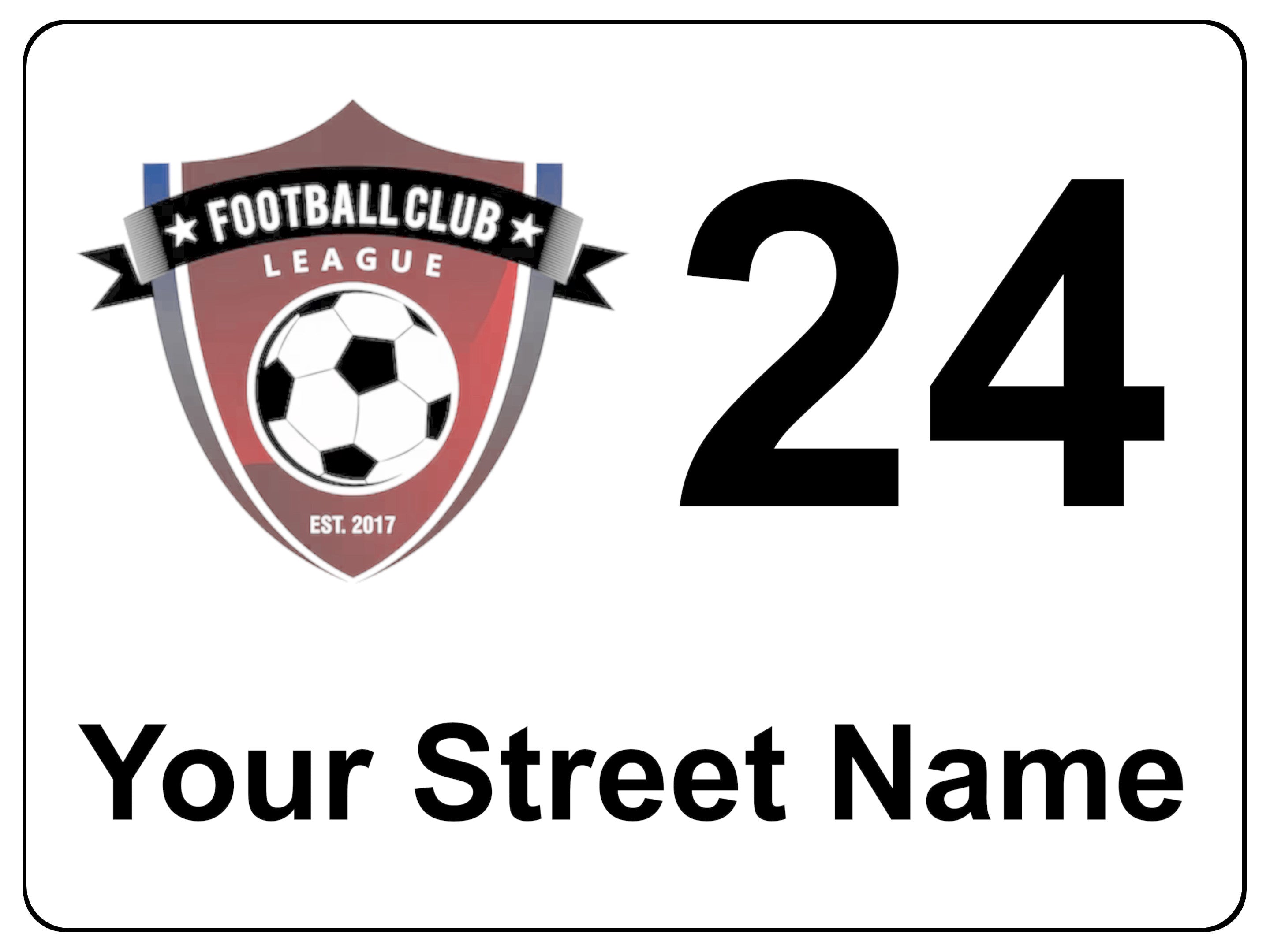 2195 Custom Personalised Address Street Football Metal Aluminium Sign Plaque