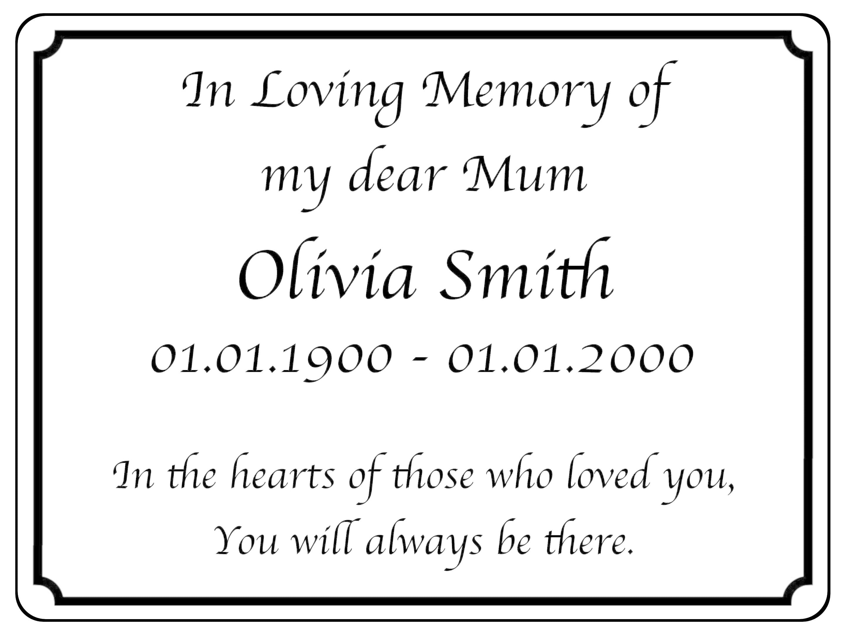 2296 Custom Personalised Memorial Funeral Grave Metal Aluminium Sign Plaque