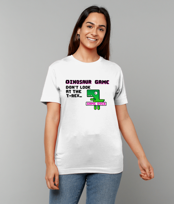 282 Dinosaur Game T-Shirt Funny Tee Gamer