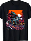 1PC Japanese Retro Car Racing Drifting Art Jdm Legend Tuning Gift Tee | Athletic Fit Casual Tee For Men, Breathable Sport Top, Comfortable Everyday Street Style, Perfect For Training, Running, And Fitness, Crew Neck, All-Seas
