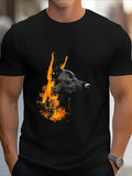 1PC Men's & Unisex Belgian Malinois Dog T-Shirt - Bold Flame Portrait of Belgian Sheepdog - Soft Breathable Tee Suitable for Dog Owners, Casual Streetwear, Training Outfits