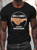 1PC Fun German Grandpa Graphic Men's Casual T-Shirt - Heart Design, Breathable Crew Neck Short Sleeve Tee for Summer, Machine Washable Regular Fit, Grandpa T Shirt, Summer Apparel, Playful Design, Comfortable Fit