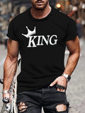 1PC Men'S  King Graphic T-Shirt, Casual, Sport, Festival Apparel
