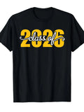 1PC Class of 2026 Senior 26 High School Graduation Black Golden T-Shirt | Funny "I Run on Tacos and Margaritas" Graphic Print, Soft Breathable Fabric, Unisex Casual Streetwear for Men, Comfortable Round Neck Short Sleeve Tee