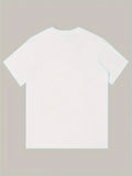 1PC Men's Black T-Shirt, Purple and White SAY LESS Print, Suitable for Casual Wear