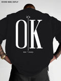 1PC Men's T-Shirt with Bold White "'s OK" Back Print - Casual Round Neck Summer Tee, OK Lettering Design, Machine Washable Statement Shirt for Casual Attire & Layering, Relaxed Fit Adult Men's Fashion with Minimalist Letter