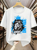 1PC Men'S Casual Graphic Tee - Lion Pride Design for Men, Perfect for Workouts, Gifts, And Team Building Events