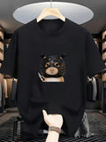 1PC Funny Bandit Hamster Cartoon Print Short-Sleeve Unisex Breathable Summer Casual Versatile Top