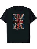 1PC Men'S Punks Not Dead Vintage British Flag Graphic T-Shirt - Black, Short Sleeve, Crew Neck, Machine Washable, Retro Punk Style, Everyday Casual Wear, Everyday Tshirt Streetwear Fashion Machine Washable Shirt