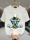 1PC Men's 180gsm Heavyweight 100% T-shirt with Chimera Mythical Creature Design, 1pc, Casual and Sportswear for Festivals