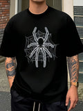 1PC Men's and Spider Web Graphic T-Shirt - with Spider Design, Soft Breathable Round Neck Loose Fit Casual Tee for Halloween Costumes and Casual Attire, Machine Washable Retro Style Unisex Top for Themed Parties and All-Seaso