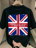 1PC Men's T-Shirt Flag - Casual Short Sleeve Round Neck Tee with British National Emblem, Machine Washable Suitable for Father's Day Gifts, Office Team Building & British-Themed Events
