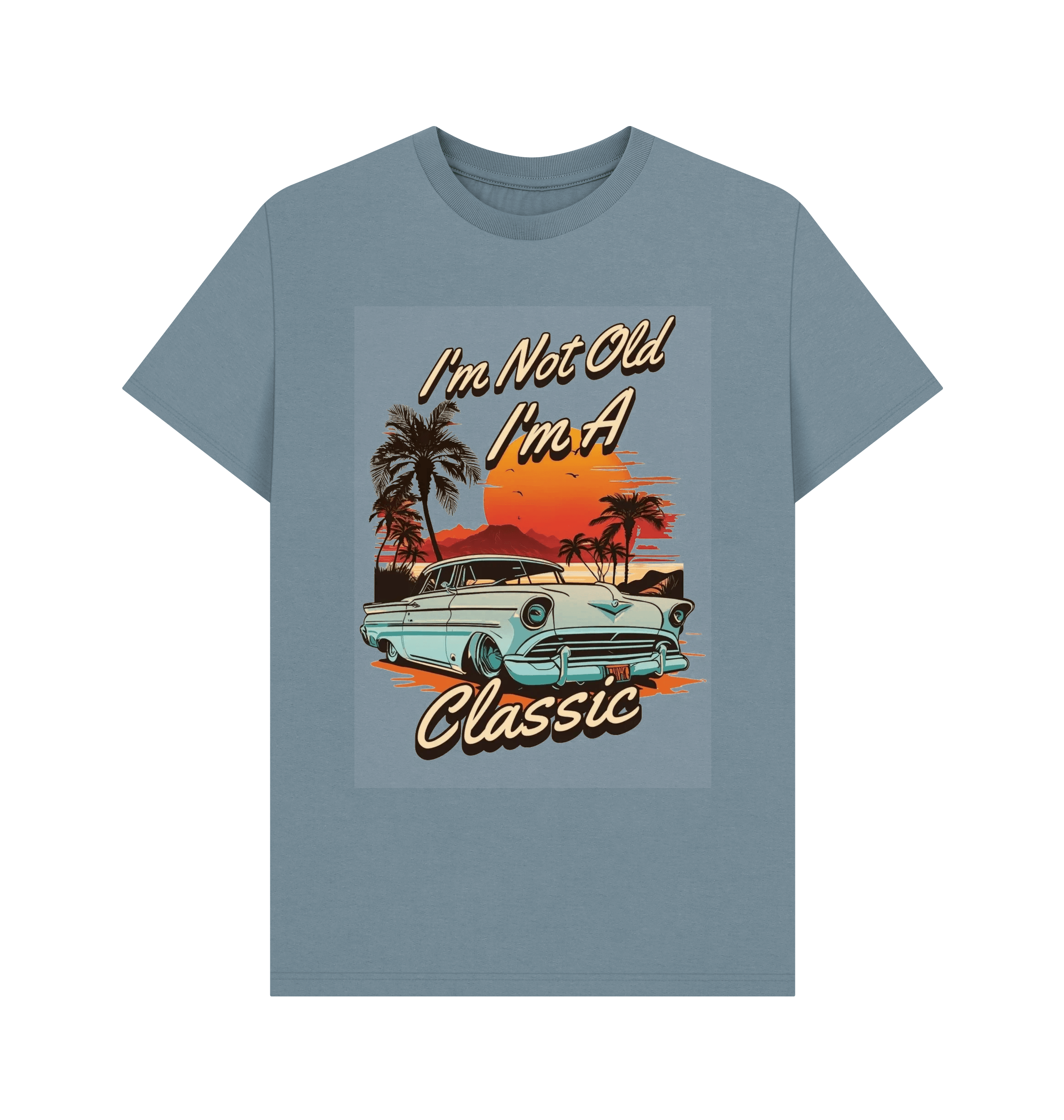 Stone Blue Printed T-shirt Front