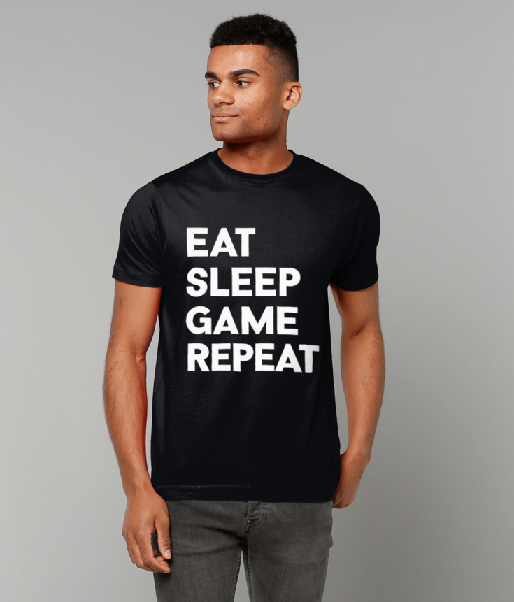 275 Eat Sleep Game Repeat T-Shirt Funny Tee