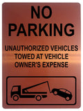 1262 NO PARKING UNAUTHORIZED VEHICLES TOWED Metal Aluminium Plaque Sign Gate House