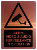 1001 CCTV 24 Hrs VIDEO & AUDIO SURVEILLANCE Safety Metal Aluminium Plaque Sign Wall House Office