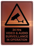 1002 CCTV 24 Hrs VIDEO & AUDIO SURVEILLANCE Safety Metal Aluminium Plaque Sign Wall House Office