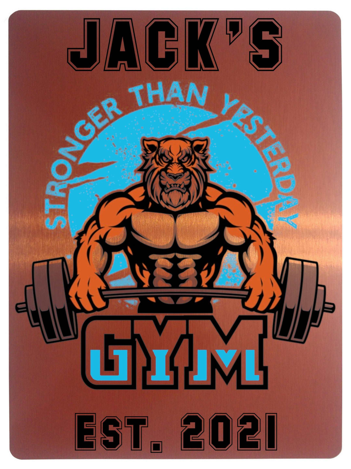 1014 Custom Personalised Tiger Gym Metal Aluminium Sign Plaque Fitness Door Wall