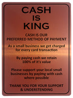 2166 KING OF CASH Preferred Method Of Payment Metal Aluminium Plaque Sign