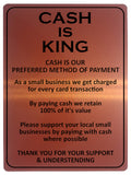 2166 KING OF CASH Preferred Method Of Payment Metal Aluminium Plaque Sign