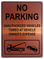 1263 NO PARKING UNAUTHORIZED VEHICLES TOWED Metal Aluminium Plaque Sign Gate House