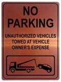 1263 NO PARKING UNAUTHORIZED VEHICLES TOWED Metal Aluminium Plaque Sign Gate House