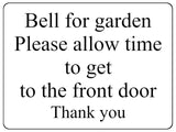 1910 Bell for garden Please allow time to front door Metal Aluminium Plaque Sign