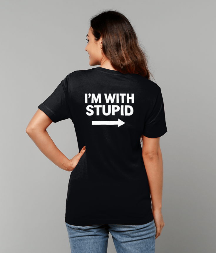 414 I'm With Stupid Arrow Right Funny T-shirt Tee