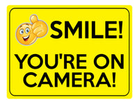 2174 Smile! You're On Camera! Door Gate House Office Metal Aluminium Plaque Sign