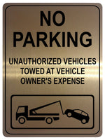 1263 NO PARKING UNAUTHORIZED VEHICLES TOWED Metal Aluminium Plaque Sign Gate House