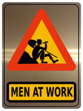 1159 MEN AT WORK Funny Joke Metal Aluminium Plaque Sign Alcohol House Garden