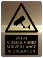 1001 CCTV 24 Hrs VIDEO & AUDIO SURVEILLANCE Safety Metal Aluminium Plaque Sign Wall House Office