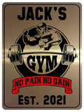 1174 Custom Personalised GYM NO PAIN NO GAIN Metal Aluminium Sign Plaque Door Fitness