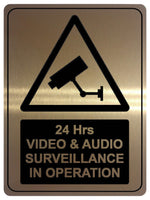 1002 CCTV 24 Hrs VIDEO & AUDIO SURVEILLANCE Safety Metal Aluminium Plaque Sign Wall House Office