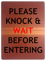 1032 Please Knock & WAIT BEFORE ENTERING Metal Aluminium Plaque Sign Door House Office