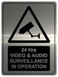 1002 24 Hrs VIDEO & AUDIO SURVEILLANCE Safety Metal Aluminium Plaque Sign Wall House Office