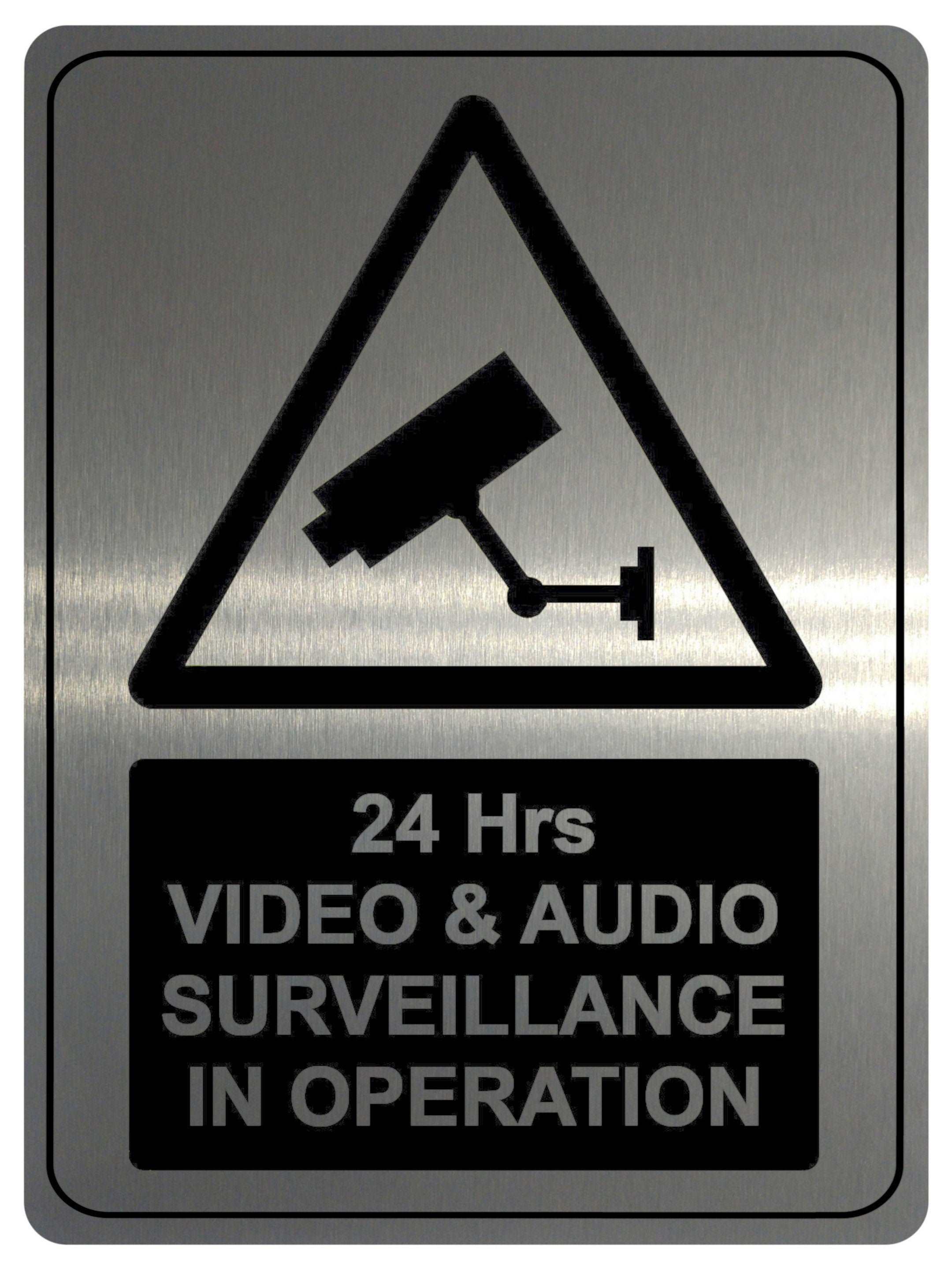 1002 24 Hrs VIDEO & AUDIO SURVEILLANCE Safety Metal Aluminium Plaque Sign Wall House Office