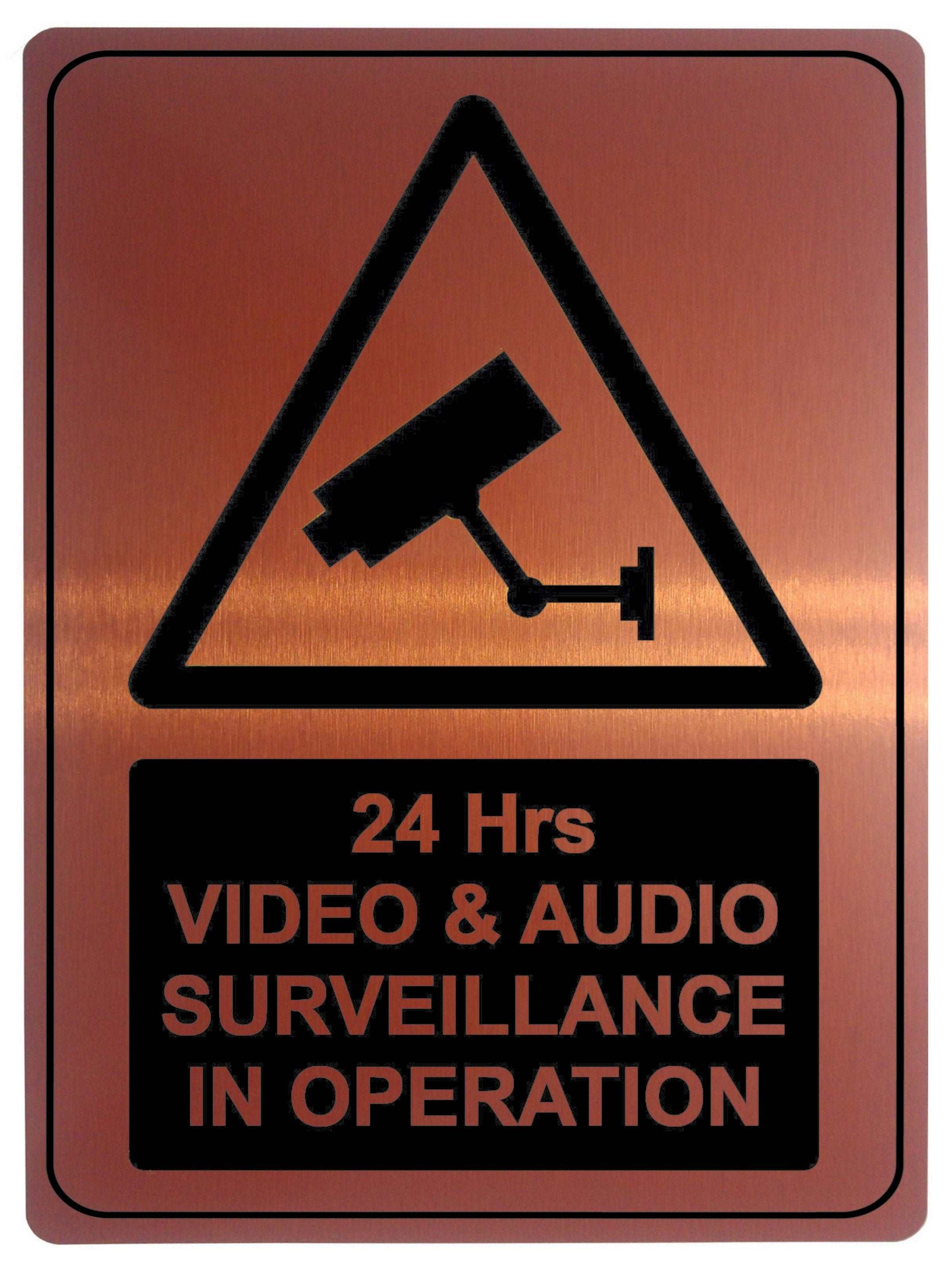 1002 24 Hrs VIDEO & AUDIO SURVEILLANCE Safety Metal Aluminium Plaque Sign Wall House Office