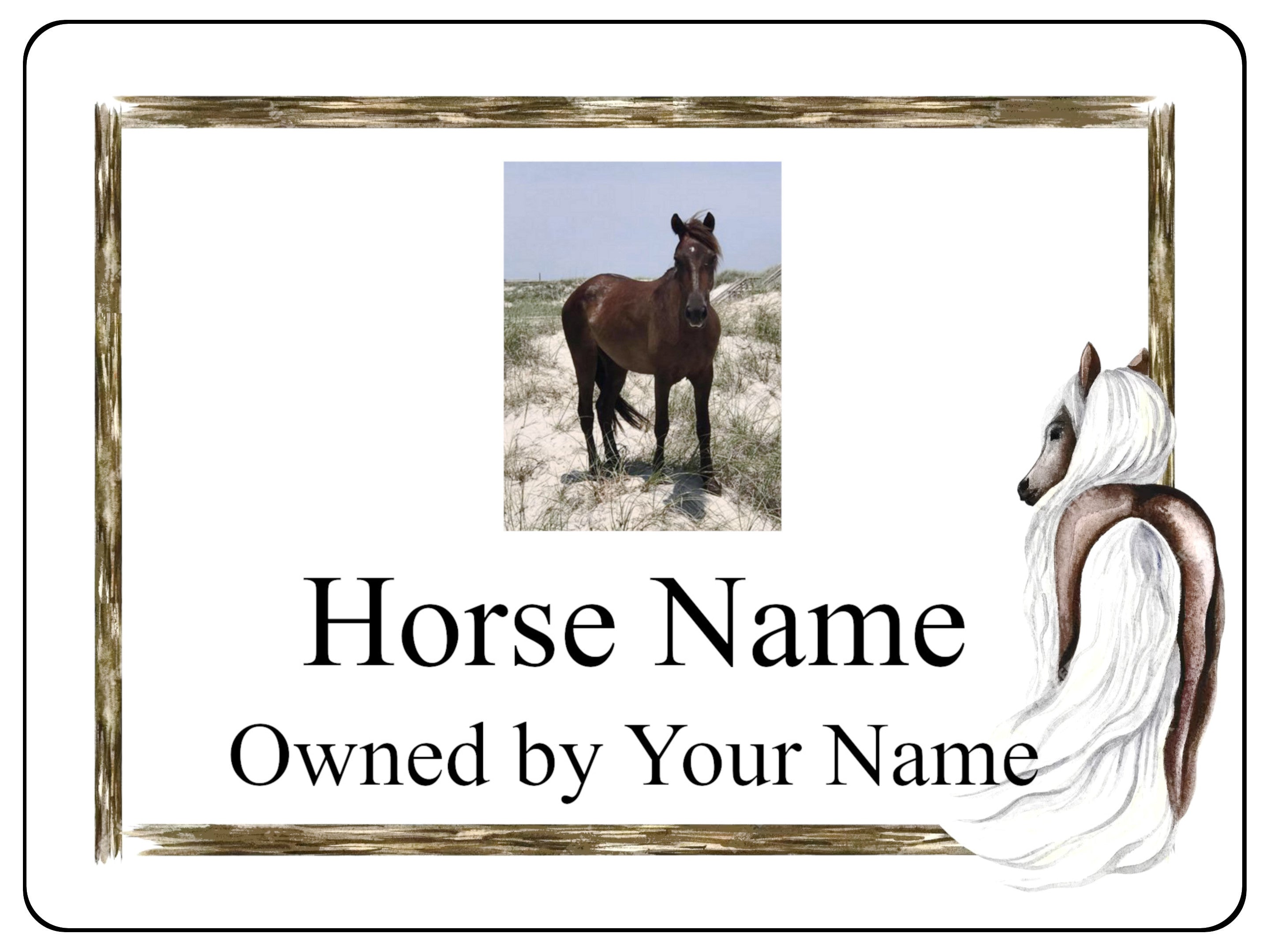 2228 Custom Personalised Horse Photo Name Stable Metal Aluminium Sign Plaque