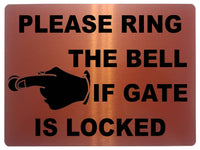 1234 PLEASE RING THE BELL IF GATE IS LOCKED Metal Aluminium Plaque Sign House Office